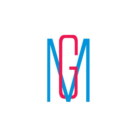 letter mg linked overlapping colorful logo vectorのイラスト素材