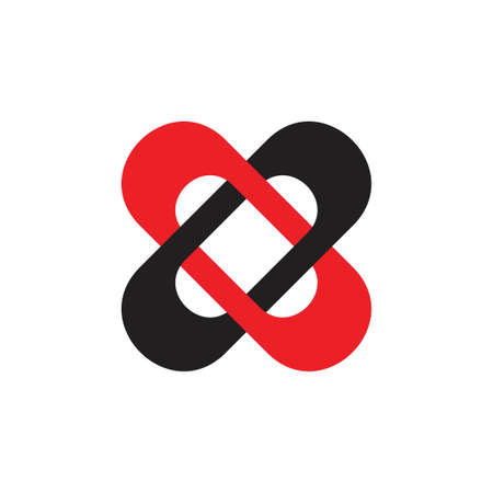 cross letter x linked 3d logo vectorのイラスト素材