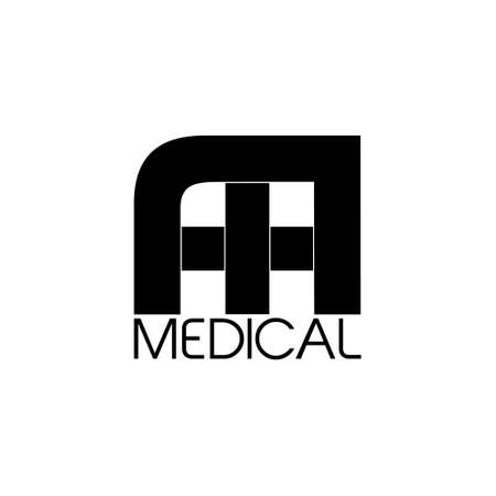 letter m plus medical symbol logo vectorのイラスト素材
