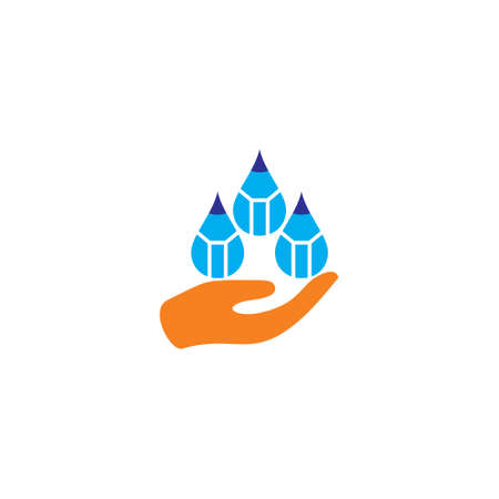 drops of science pencil education logo vectorのイラスト素材