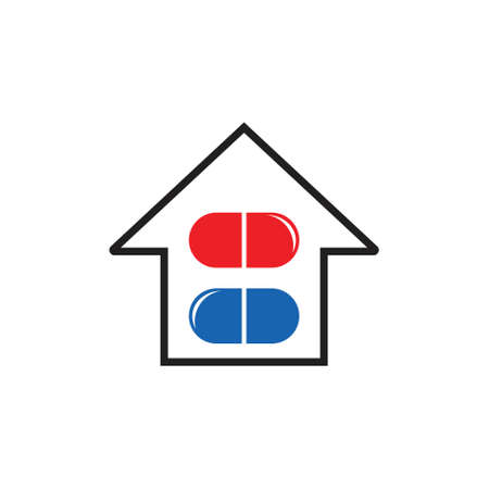 medicine pills house symbol icon vectorのイラスト素材