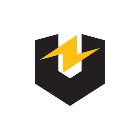 letter vn thunder shape simple geometric logo vector energyのイラスト素材