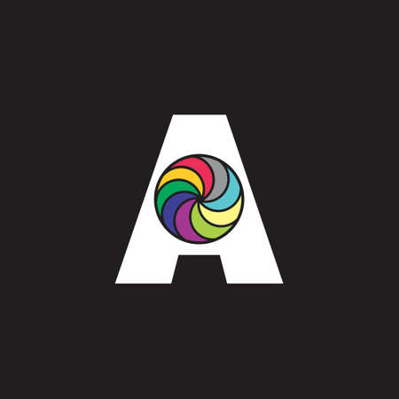letter a circle rotation colorful logo vectorのイラスト素材