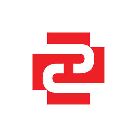 number two geometric negative space logo vectorのイラスト素材