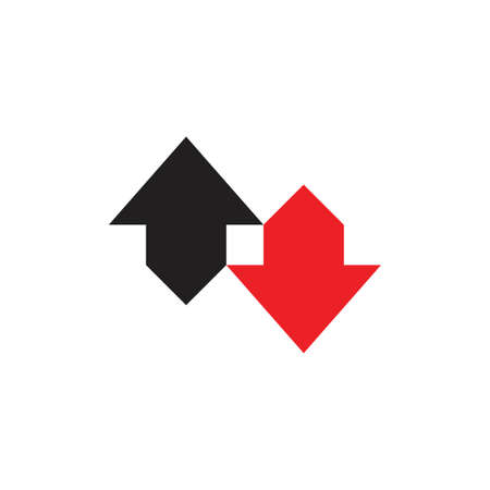 two opposite direction arrow geometric design vectorのイラスト素材