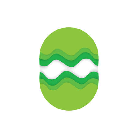 abstract green earth paper cut 3d descoration vectorのイラスト素材