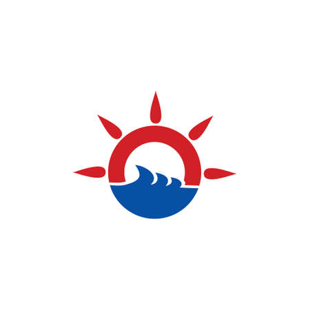 waves sun simple geometric circle logoのイラスト素材