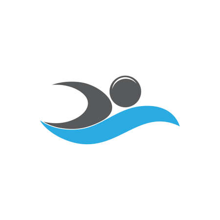 swimming people at the sea symbol logo vectorのイラスト素材