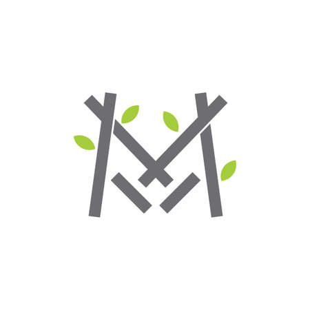 letter m green plant symbol logo vectorのイラスト素材