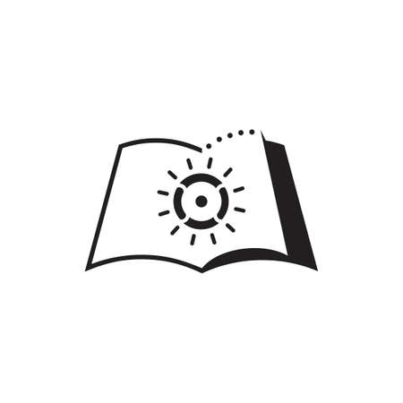 simple book sun light silhouette shadow design logoのイラスト素材