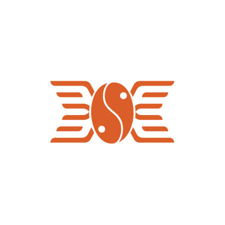 coffee fly wings symbol logo vectorのイラスト素材