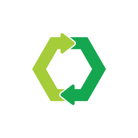 simple rotation arrows hexagonal symbol vector