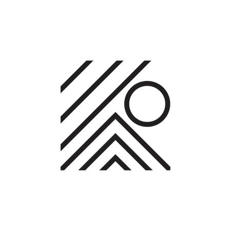 stripes square linear mountain sun symbol vectorのイラスト素材