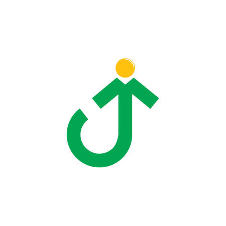 abstract letter j mountain sun symbol logo vectorのイラスト素材