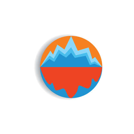 sun mountain shadow in the sea outdoor logo vectorのイラスト素材