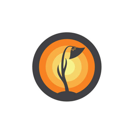 flower plant silhouette light gradient logo vectorのイラスト素材