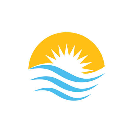 simple geometric sun waves colorful design logo vectorのイラスト素材