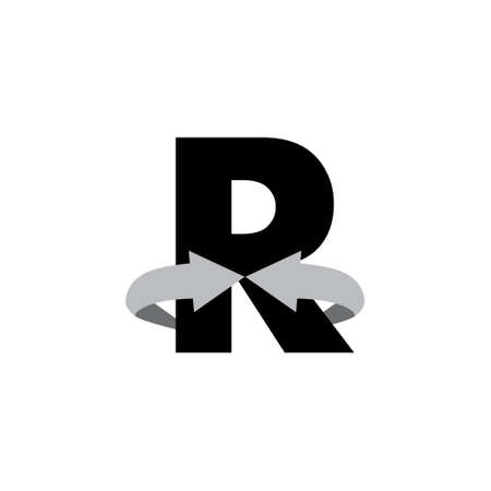 letter r 3d circle arrows logo vectorのイラスト素材