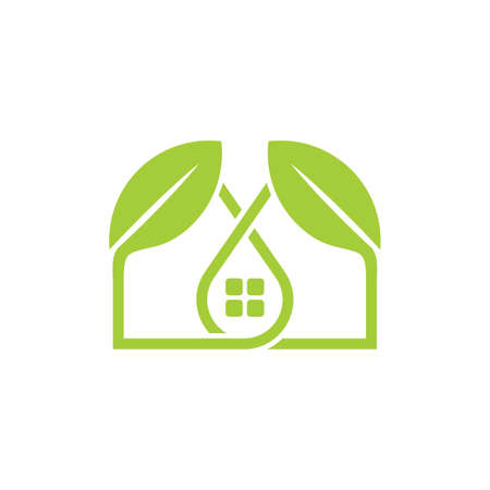 simple linked leaf home shape logo vectorのイラスト素材
