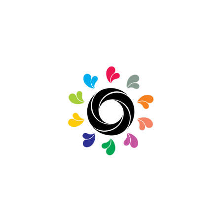 colorful water colors simple circle logo vectorのイラスト素材
