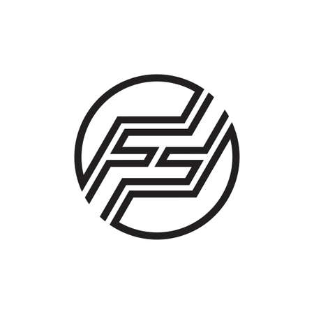 letter ff line circle geometric logo vectorのイラスト素材