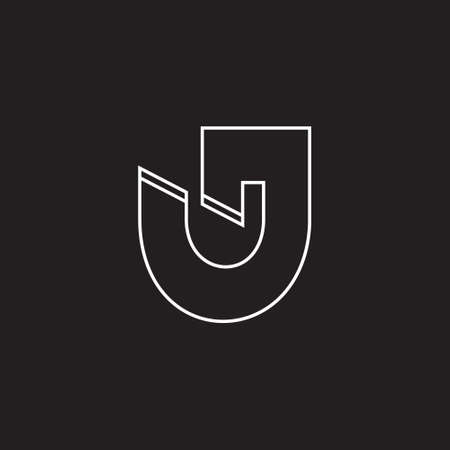 letter uj thin line simple geometric logo vectorのイラスト素材
