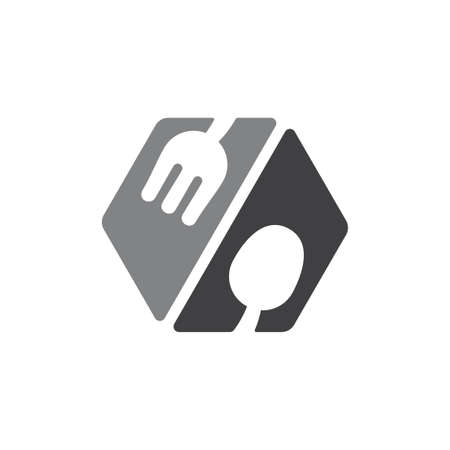 hexagonal spoon fork box design logo vectorのイラスト素材