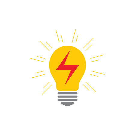 electric power light bulb shine symbol decoration vector