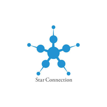 linked dots star simple logo vectorのイラスト素材