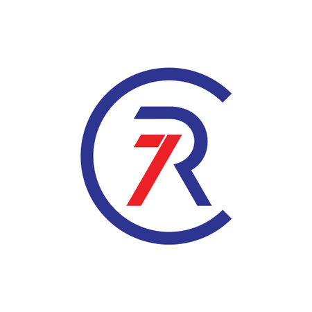 text cr7 simple geometric line logo vector