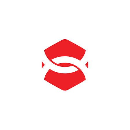 letter s hexagon linked line negative space logo vectorのイラスト素材