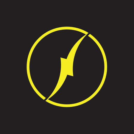 letter n thunder shape simple circle logo vectorのイラスト素材