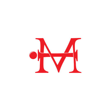 letter mi linked flat overlap logo vectorのイラスト素材