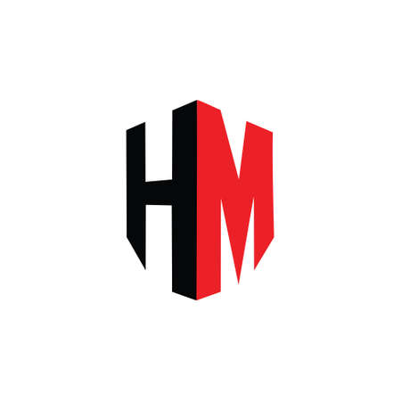 letter hm simple geometric linked logo vectorのイラスト素材