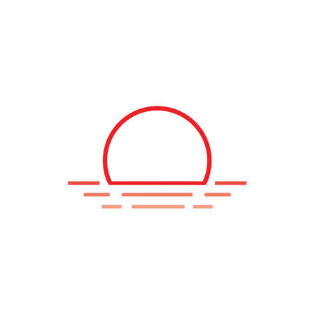 sunset ocean stripes linear simple logo vectorのイラスト素材