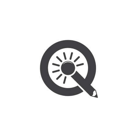 letter iq sun bright pencil education vectorのイラスト素材
