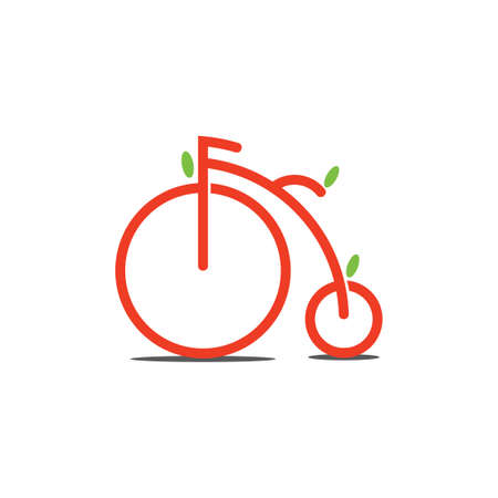 vintage bike natural wood leaf decoration vectorのイラスト素材