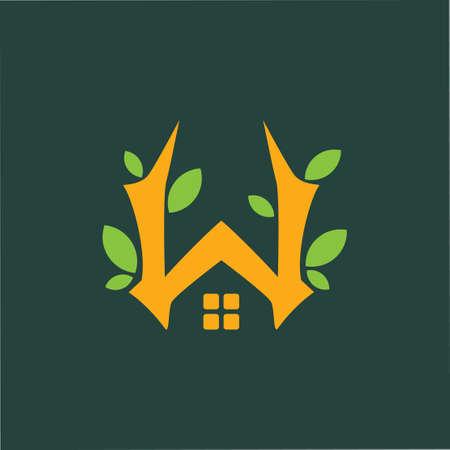 letter w natural house simple geometric logo vectorのイラスト素材