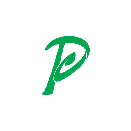 letter p loop leaf 3d flat simple logo vectorのイラスト素材
