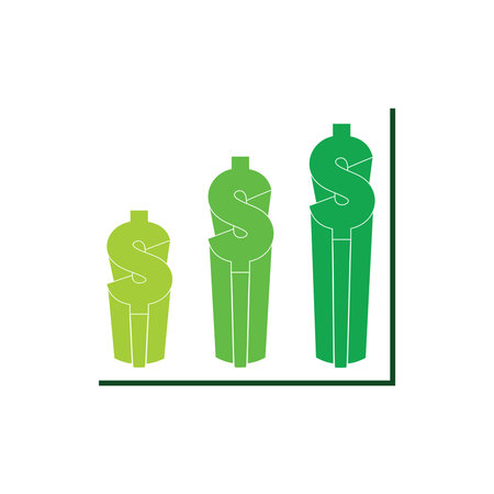 money dollar 3d chart symbol icon vectorのイラスト素材
