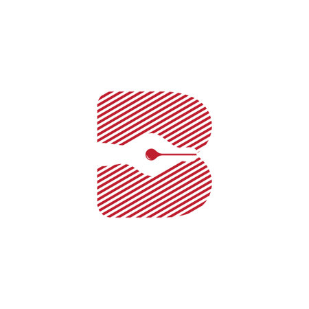 letter b pen writer stripes silhouette design symbol logo vectorのイラスト素材