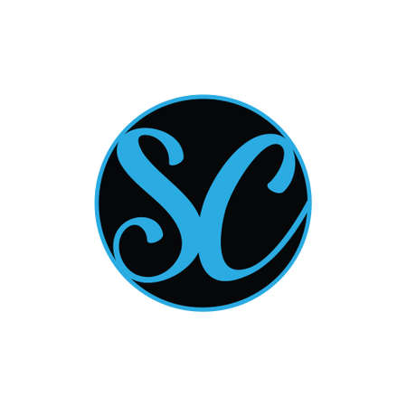 letter sc curves linked circle logo vectorのイラスト素材