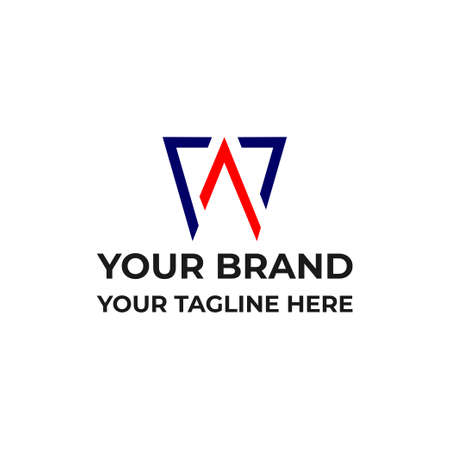 letter w arrow 7 geometric line logo vectorのイラスト素材