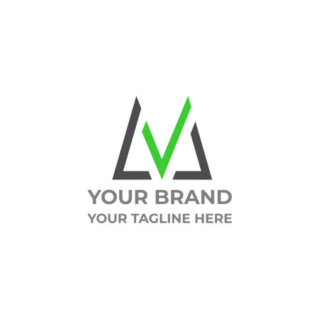 letter m check mark green grass design vectorのイラスト素材