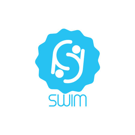 happy people circle swimming pool logo vector
