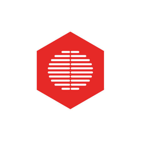 sun silhouette hexagonal logo vectorのイラスト素材