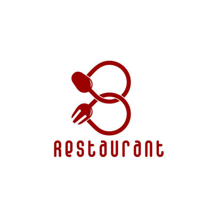 symbol vector of number eight spoon fork designのイラスト素材