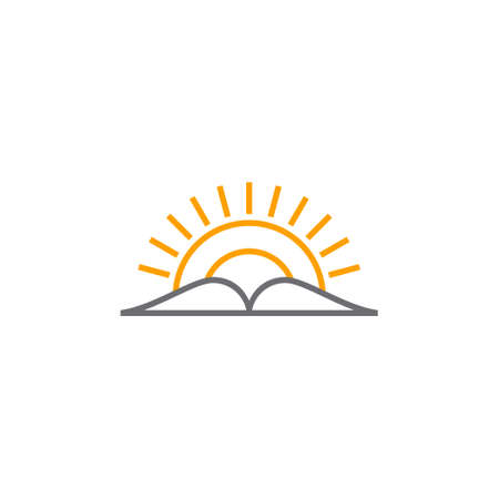 symbol vector of book and sun line geometric designのイラスト素材