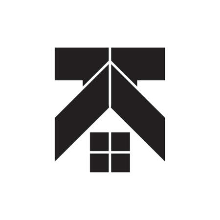 letter t roof window real estate logo vectorのイラスト素材
