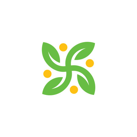 square geometric green leaf circle logo vectorのイラスト素材